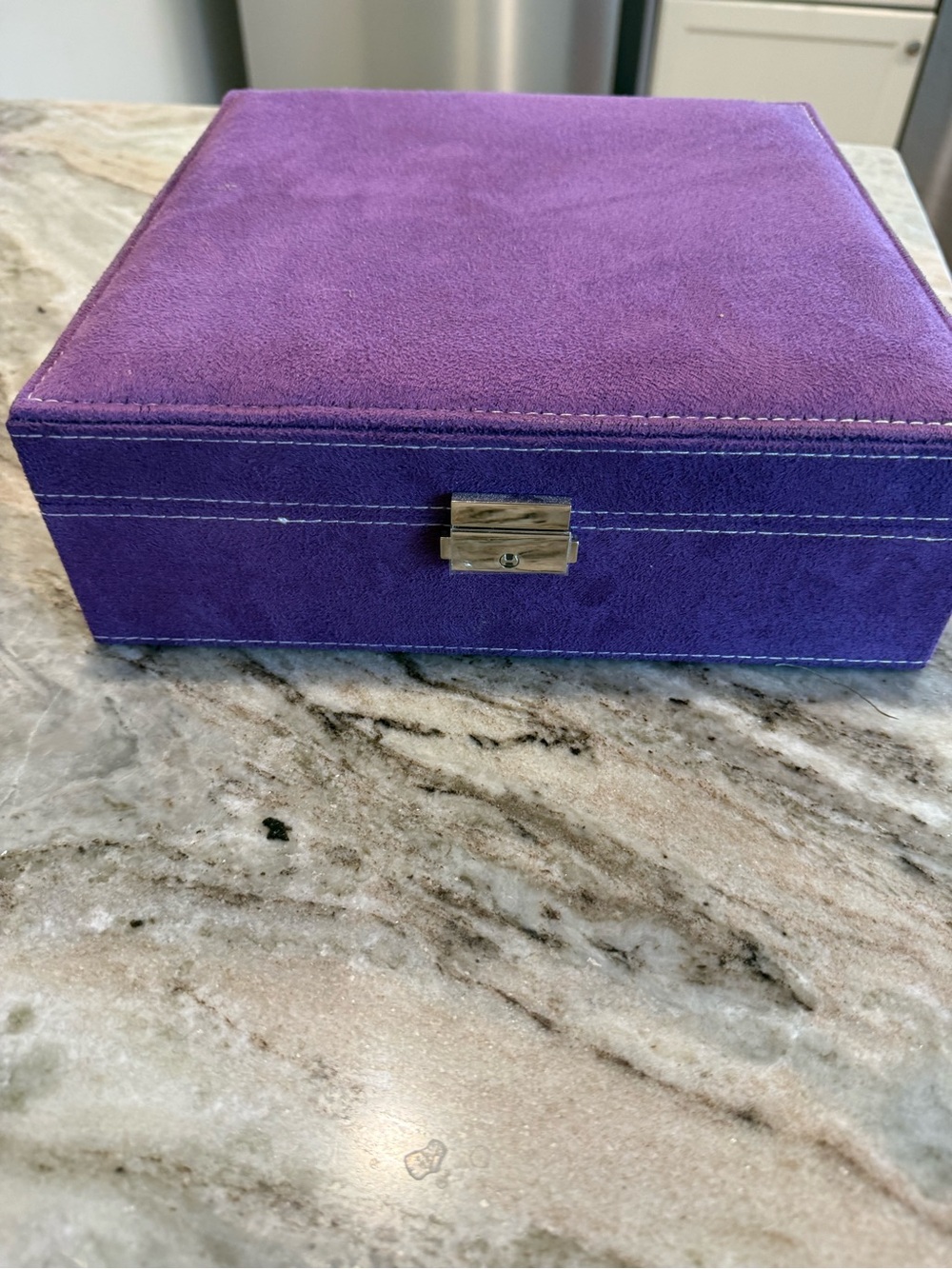 Plush Purple Jewelry Organizer Box with Secure Closure